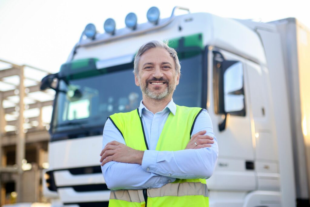 wyoming cdl driver standing in front of his truck